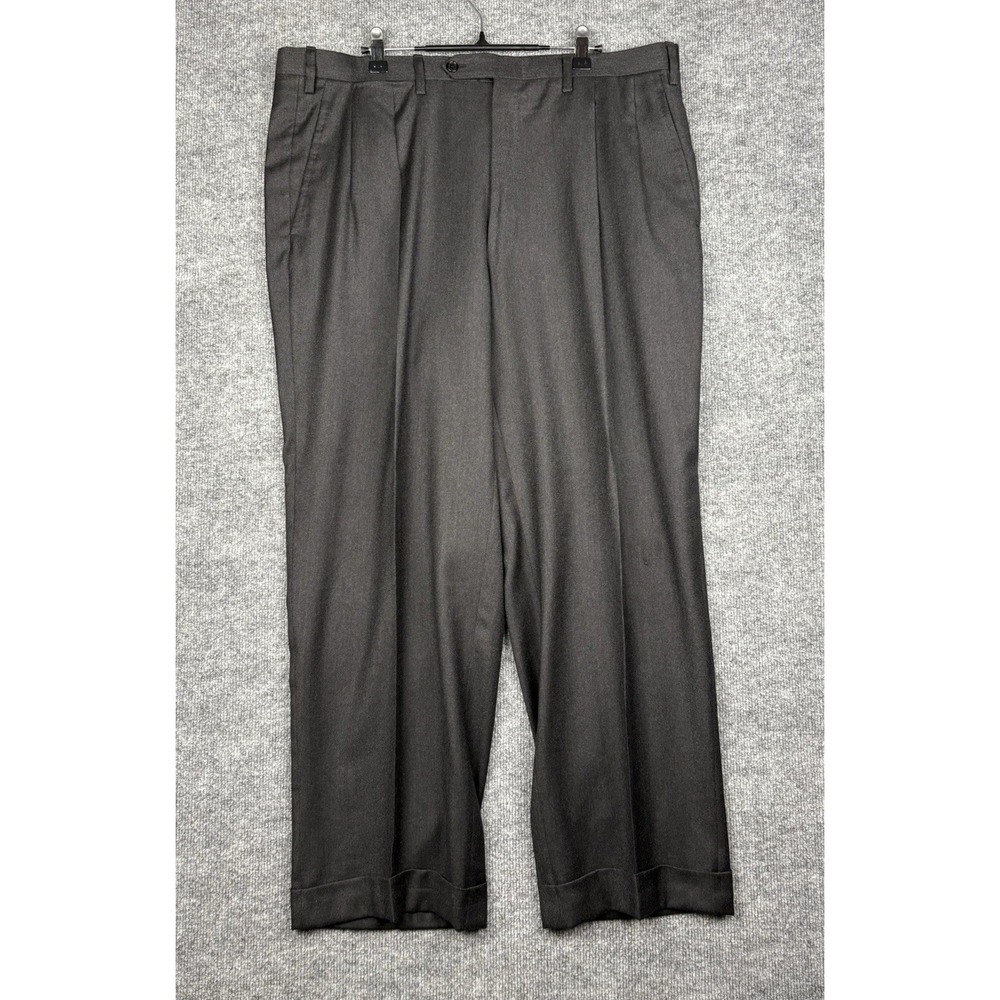 Kiton Napoli Black Dress Pants IT 58 US 40x29 Pleated Cuffed Italy Read For Flaw